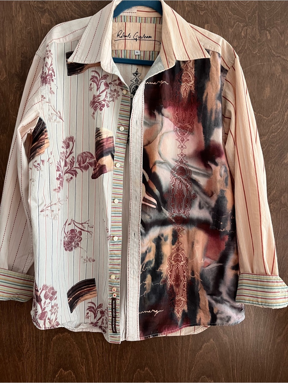 Robert Graham Mixed-Print Button-Down Men’s Shirt size XL